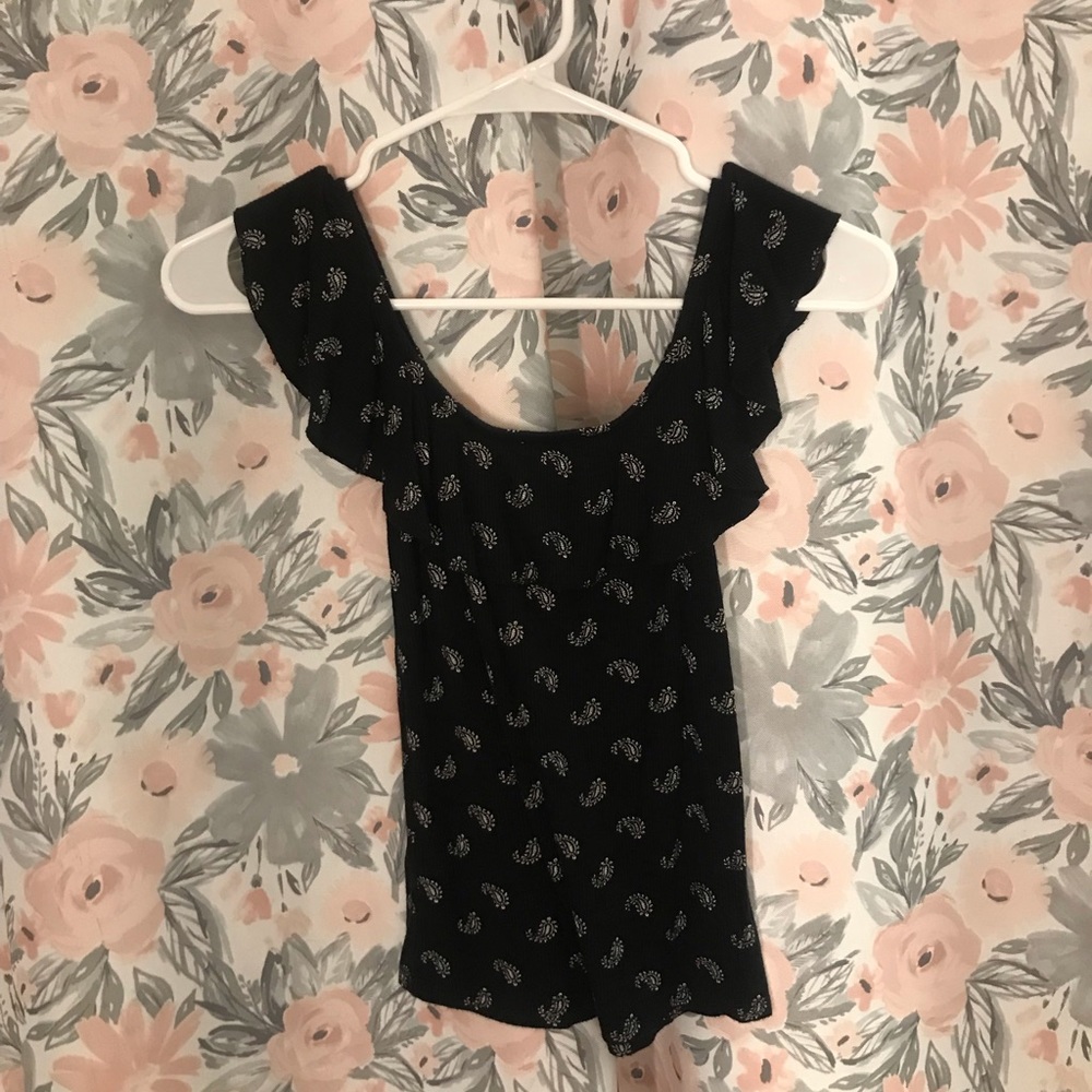 BLACK PAISLEY OFF THE SHOULDER TOP